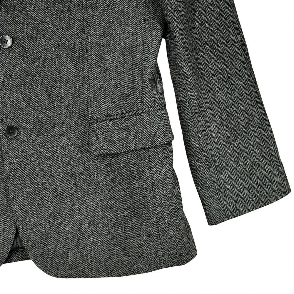 Gap Tailored Blazer sz 42R Men Herringbone Tweed‎ Wool Blend Black Gray Preppy
